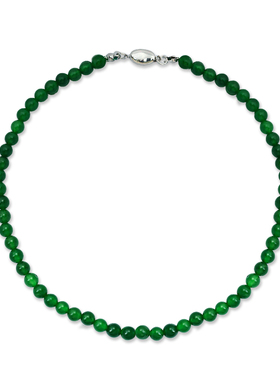 国潮新中式天然绿色玉髓串珠项链