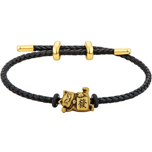 MONOLOGUE独白招财猫复古黄金足金躺着发招财猫手绳MR800新年礼物