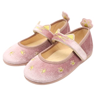 Little winkaa童鞋儿童丝绒舞蹈鞋子女童百搭可爱猫咪刺绣公主鞋