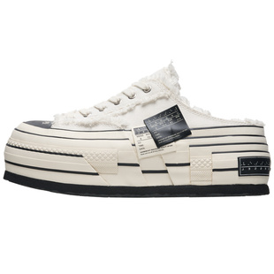 xVESSEL【陆虎同款】双侧标穆勒半拖内增高松糕帆布鞋拖鞋夏季