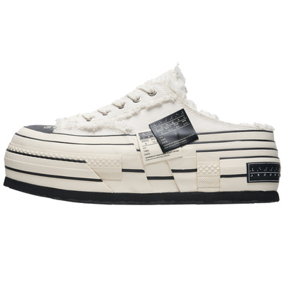 【李一桐同款】xVESSEL双侧标穆勒半拖内增高松糕帆布鞋拖鞋夏季