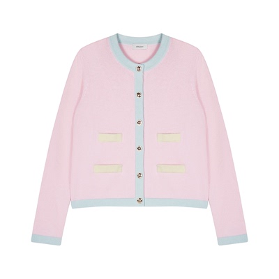 papi酱同款CRUSH Collection2025冬季新款金属扣饰拼色新年羊绒衫