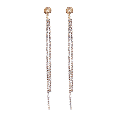 无耳洞bling闪锆石镶钻长款耳环