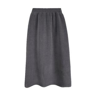 深灰色半身裙春秋女中长款高腰复古宽松显瘦大码休闲百搭直筒裙子
