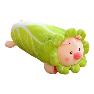 毛绒玩具猪娃娃睡觉长条抱枕玩偶白菜猪靠垫猪公仔毛绒玩具礼物女