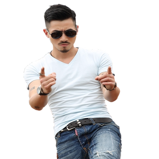 短袖男t恤圆领韩版修身男士半袖紧身体恤衫白t黑色打底衫夏季纯色