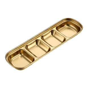 304不锈钢味碟蘸料碟韩式烤肉三格火锅酱料调料碟四格小碟子商用