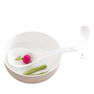 高档创意白色家用骨瓷小勺子 大汤勺 小勺餐具套装 调羹饭勺 汤匙