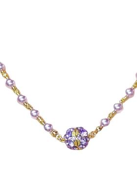 紫色磁吸仿珍珠项链女轻奢