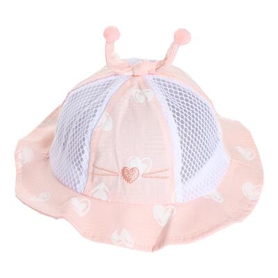 薄款爱心喵盆帽遮阳春秋婴儿帽子