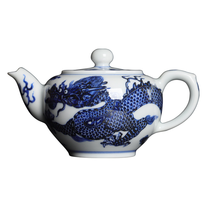 铭清堂于君窑青花茶具霸王龙茶壶