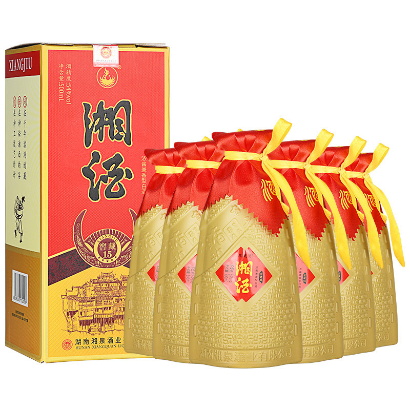 【凤凰情】湘泉酒业白酒窖藏15兼香型54度粮食酒500ml*6瓶整箱装