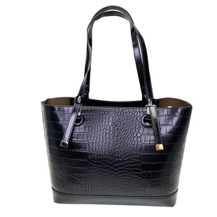 品牌撤柜黑色真皮鳄鱼纹托特包高级感包包大容量手提包腋下单肩包