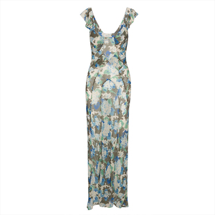 RealisationPar连衣裙法式蓝绣球花真丝度假长裙The Lila