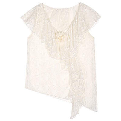 落落狷介V领设计感蕾丝衬衫女