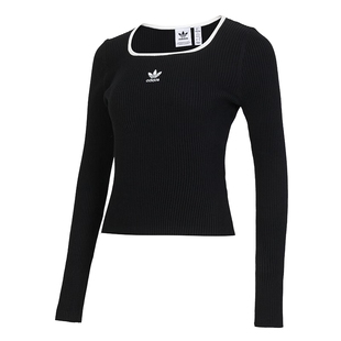 阿迪达斯三叶草长袖T恤女冬季针织衫打底内搭运动修身上衣JM8052