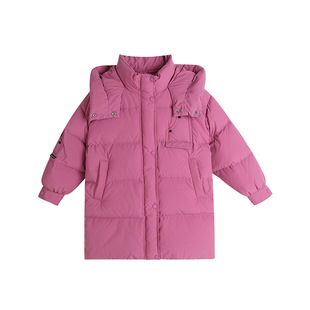 布丁哈鲁童装冬装女童外套2026冬季儿童中长款三防加厚加绒羽绒服