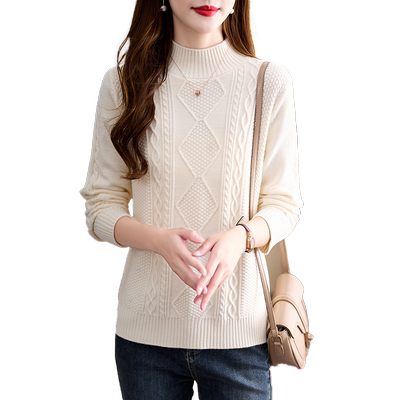 高领毛衣女秋冬亮片打底衫加厚