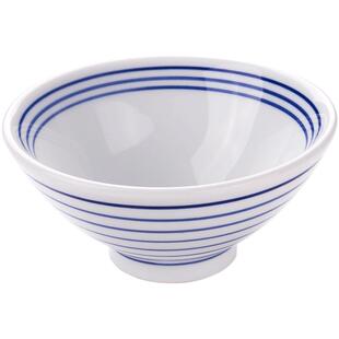 陶趣居日式复古斗笠碗小饭碗餐具 家用陶瓷高脚米饭面碗蓝边瓷碗