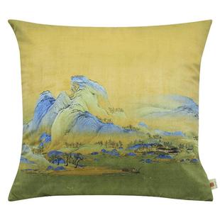 宫廷风文创千里江山图靠山枕靠垫办公室茶室抱枕新中式风水靠背套