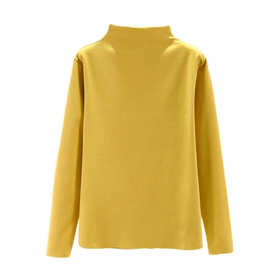 纯棉半高领上衣德绒加绒打底衫