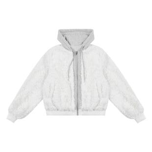 FDR官方店 假两件加厚保暖连帽卫衣男款2025超火环保羊羔绒外套女