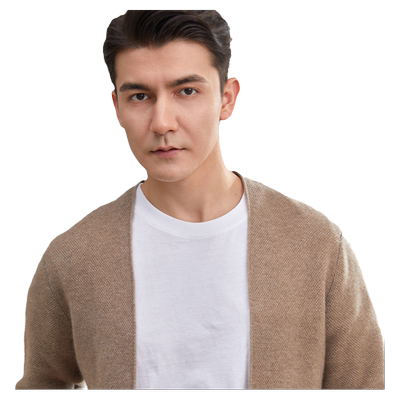 V领纯山羊绒开衫男士宽松大码