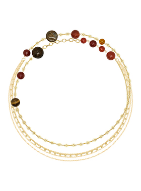 LAZY CIRCLES枫糖金色毛衣链法式复古重工项链女新年会造型款配饰