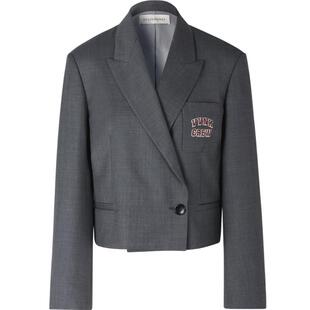 IIIVIVINIKO春夏新品学院风羊毛混纺短款西装外套女M312704112B