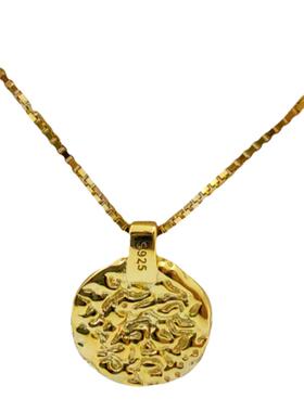 S925纯银圆牌女重工毛衣链项链