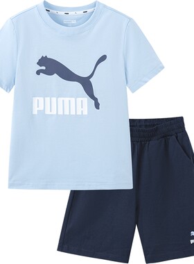 PUMA彪马童装儿童短袖套装速干凉感吸湿2件套运动短裤T恤