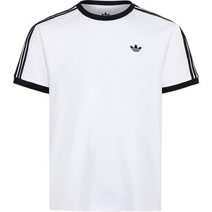 Adidas阿迪达斯三叶草26年夏男子条纹纯棉休闲运动短袖T恤 KT7761