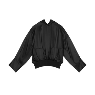 JNBY/江南布衣折扣秋冬衬衫立领长袖套头纯色桑蚕丝短款直筒女