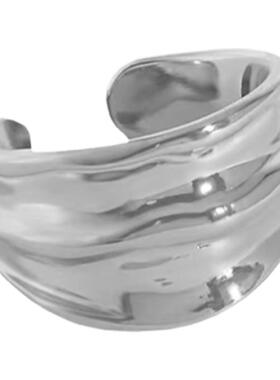 几何宽版戒指纯银韩国女