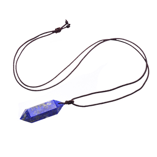 天然水晶原石双尖六棱柱青金石吊坠粉晶民族风编织绳情侣项链饰品