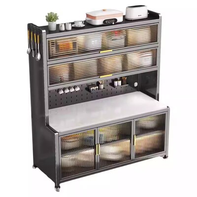 厨房岩板钢制多层防尘置物柜