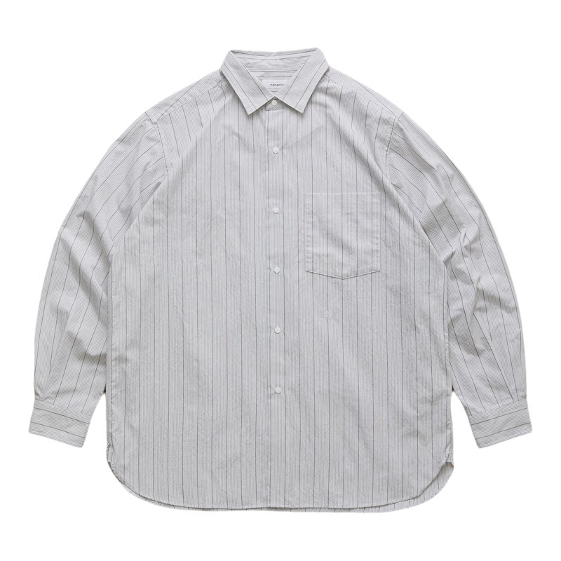 现货NANAMICA REGULAR COLLAR STRIPE日产包纱芯条纹休闲衬衫26SS