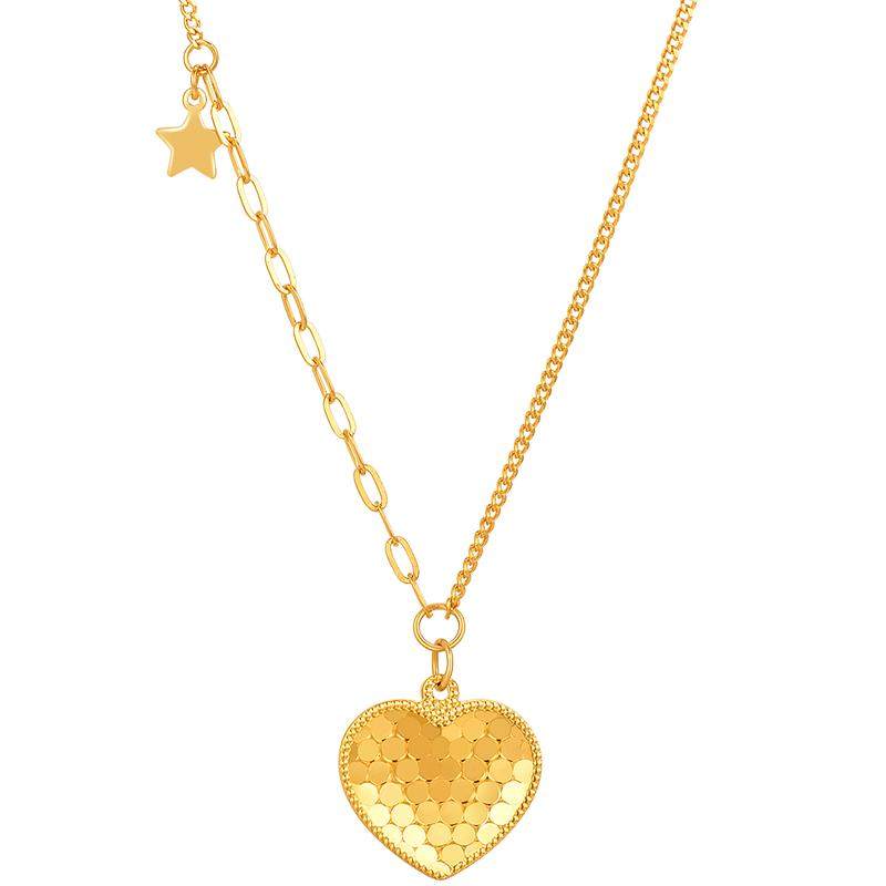 明牌珠宝5G黄金项链 足金爱巢套链爱心女士锁骨链女友礼物AFB0241