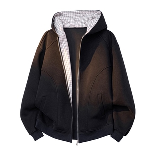 班尼路SK美式复古蓝宽松连帽开衫卫衣男2026新款松弛感开衫外套YS