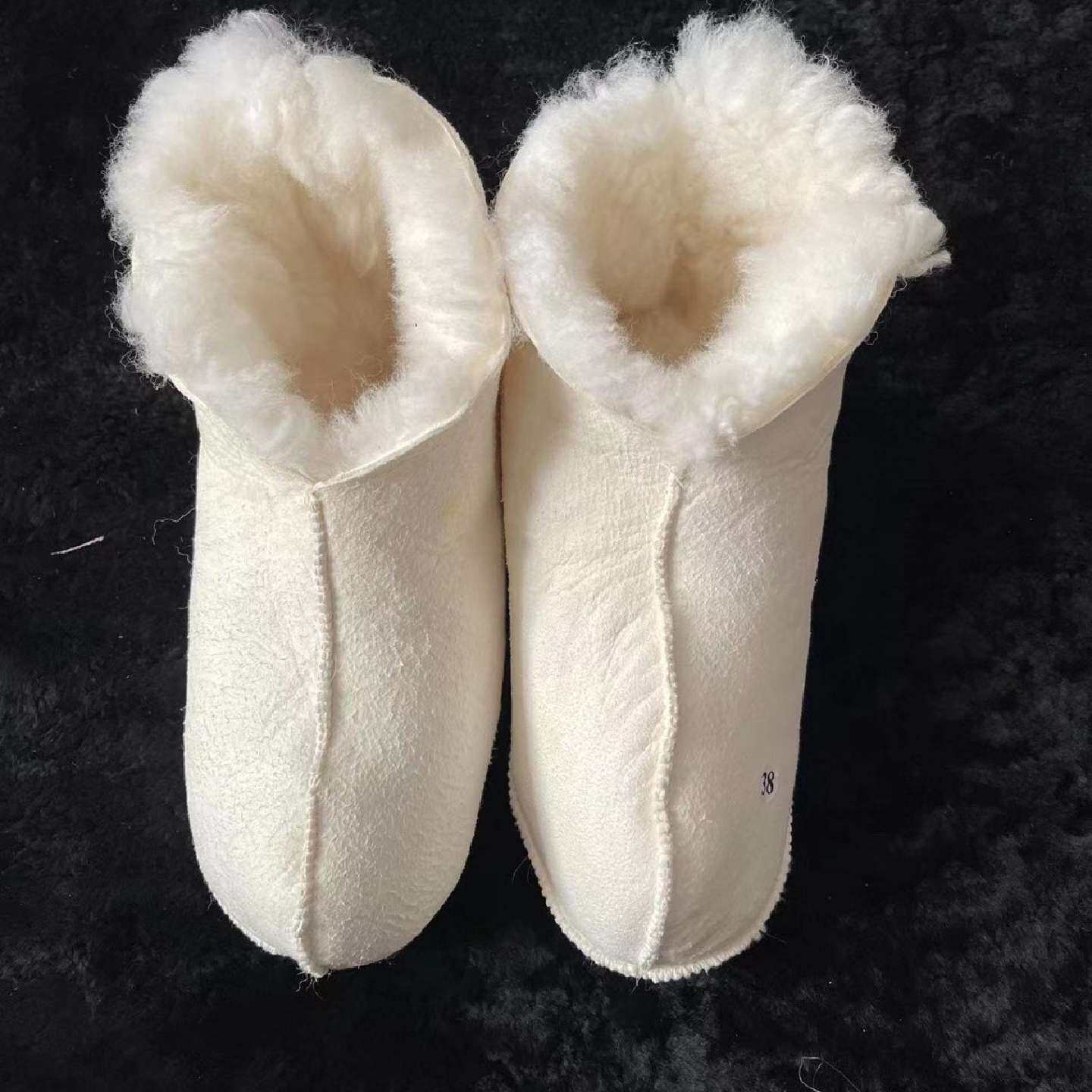 羊皮毛一体袜子劳保矿工雨鞋羊毛袜套男女加厚保暖羊皮袜子地板鞋