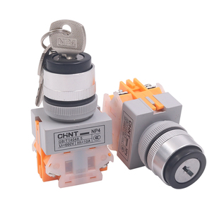 正泰Y090带钥匙电源锁选择开关自锁2档3档位LAY37 NP4-11Y/2 22mm