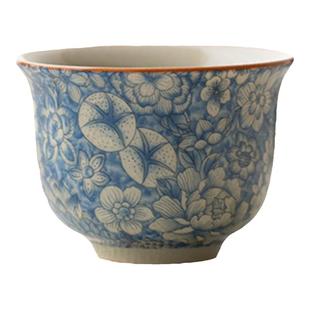 汝窑青花茶杯子个人女专用主人杯小号复古品茗杯日式禅意陶瓷单杯