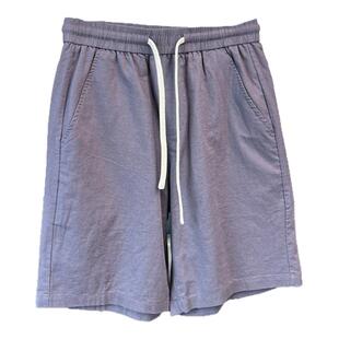抗菌冰感亚麻！日系小众！夏季男士外贸时尚舒适宽松直筒休闲短裤