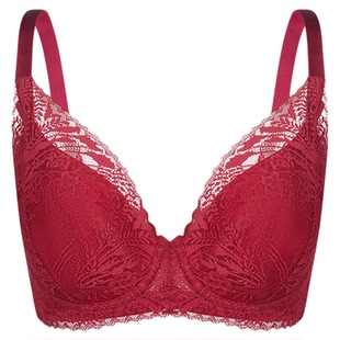 古今内衣本命红结婚大胸显小聚拢钢圈承托防下垂结婚喜庆红色内衣