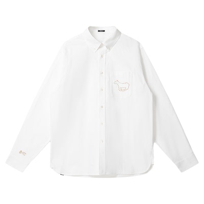 DENHAM马年联名款刺绣纯白色衬衫