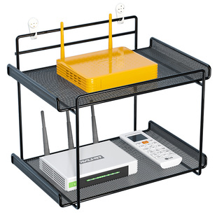 路由器置物架墙上免打孔电视机顶盒放置架WiFi收纳盒挂墙支架双层