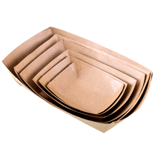 船盒一次性餐盒敞口小吃打包盒鸡排薯条鸡米花炸鸡牛皮纸免折纸盒