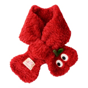 派米围巾女款2026新款冬红色本命年马年可爱毛绒苹果冬季保暖围脖