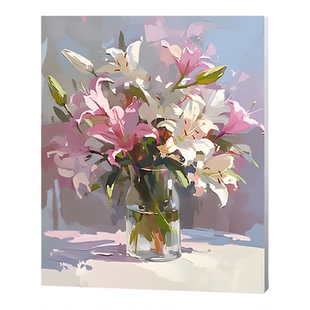 北欧花束diy数字油画向日葵绣球现代装饰画儿童房餐桌摆件小清新