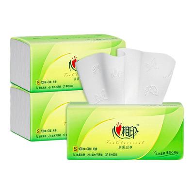 心相印抽纸纸巾3大包茶叶压花家用可湿水面巾纸S码卫生纸巾餐巾纸